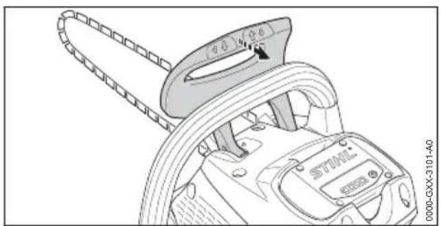 STIHL MSA 220 CB - Disengaging the Chain Brake - 1