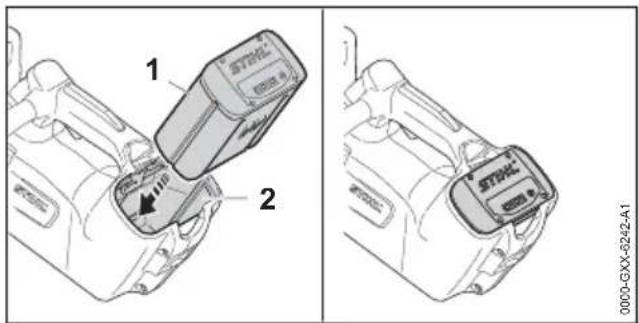 STIHL MSA 161 T - Accu plaatsen - 1