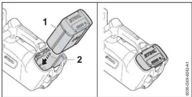 STIHL MSA 161 T - Mise en place de la batterie - 1