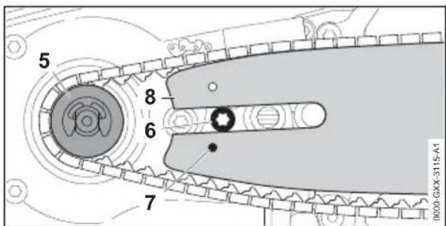 STIHL MSA 161 T - Mounting the Guide Bar and Saw Chain - 4