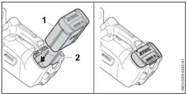 STIHL MSA 161 T - Inserting the battery - 1