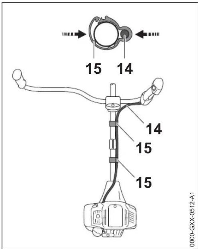 STIHL FS 131 - Fixation du câble de l'accélérateur - 1