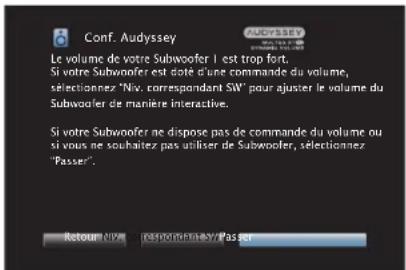 Teufel Theater 500 - ■ Message d'erreur concernant le niveau du subwoofer et modalités d'ajustement - 1