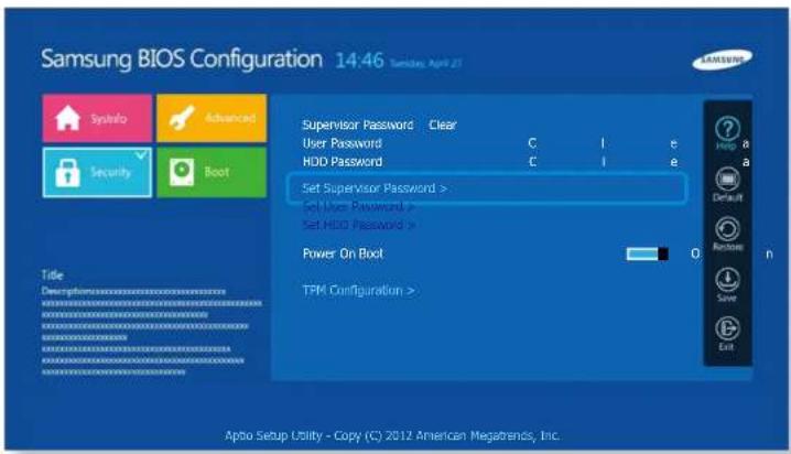 SAMSUNG DP700A4JI - Définition d'un mot de passée superviseur - 1