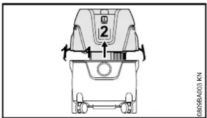 STIHL SE 62 - Ouverture et fermeture de la cuve - 1
