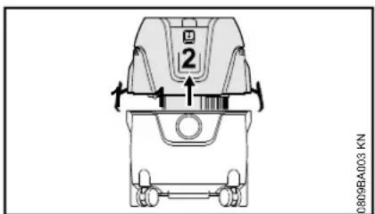 STIHL SE 62 - Aprire e chiudere il contenitore - 1
