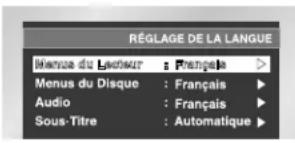 SAMSUNG DVDL1200W - Choix de la langue du menu du lecteur - 1