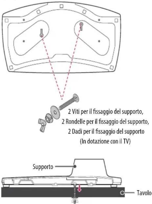 2 Viti per il fissaggio del supporto, 2 Rondelle per il fissaggio del supporto, 2 Dadi per il fissaggio del supporto (In dotazione con il TV) Supporto Tavolo