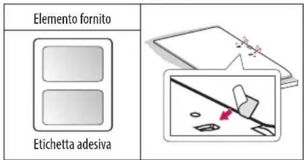 Elemento fornito Etichetta adesiva