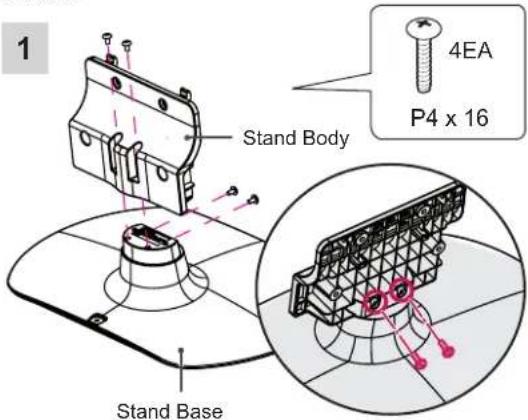 LG 32LS345S - Attaching the stand - 2