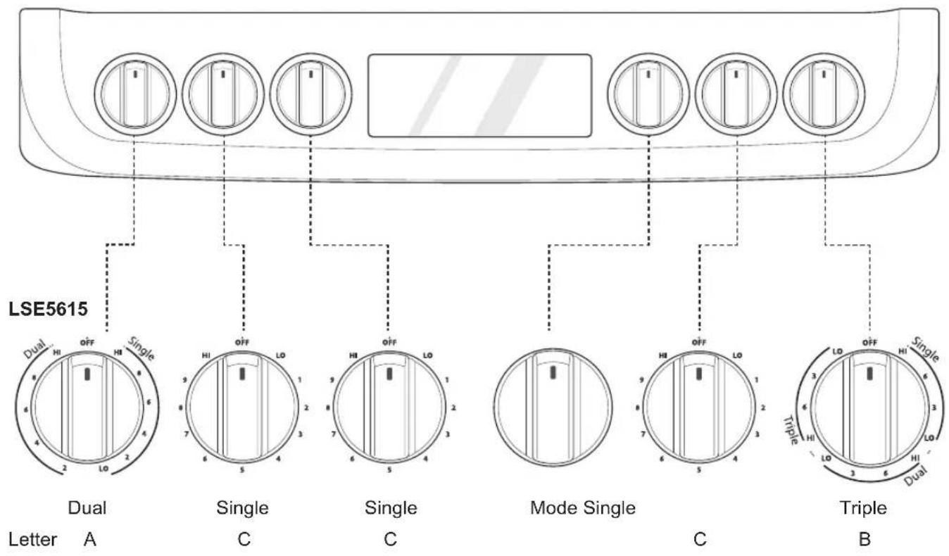LG LSE4611ST - Knob Positions - 1