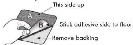 This side up A B Stick adhesive side to floor Remove backing