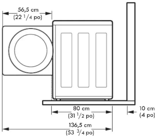 56,5 cm (22 1/4 po) 80 cm (31 1/2 po) 136,5 cm (53 3/4 po) 10 cm (4 po)