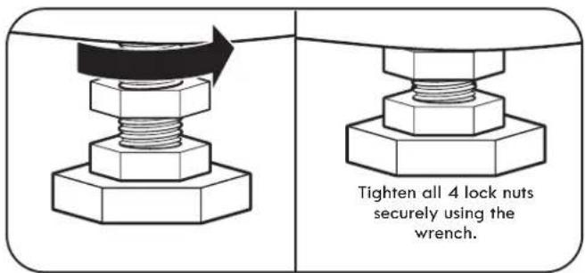 Tighten all 4 lock nuts securely using the wrench.