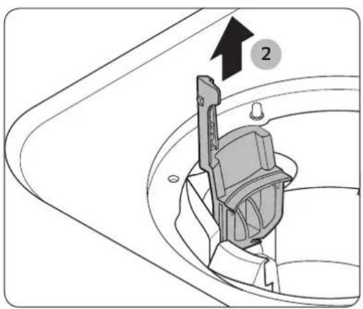 Diagram of a mechanical device with an arrow and numbered label (2), no readable text or symbols present.