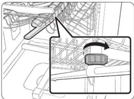 Technical line drawing of a mechanical assembly with a magnified inset showing a rotating component (no text or symbols)
