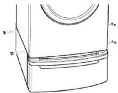 Line drawing of a washing machine side panel with mounting feet (no text or symbols)