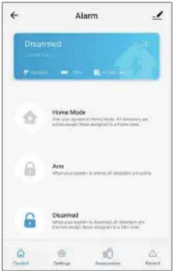Alarm Disarmed Home Mode Ask your system in home mode. All necessary use and/or concept. Draw designed to a Planet node. Arm When your system is arrived all detection are active Disarmed When your system is delivered all detection are (34th-6th). Draw integrated to a 24H-200W. Control Settings Appearance Reward