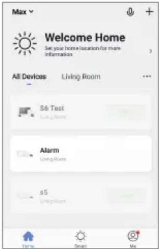 Max Welcome Home Set your home location for more information All Devices Living Room S6 Test Living Room Alarm Living Room s5 Living Room