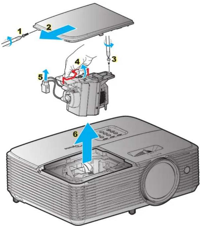 OPTOMA X309ST - 更换灯泡（续） - 1