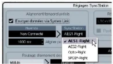 STEINBERG Nuendo SyncStation - Selection de l'entrée System Link de la SyncStation dans Nuendo - 1