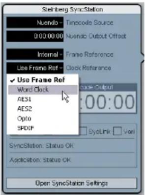 STEINBERG Nuendo SyncStation - Setting the clock reference in Nuendo - 1