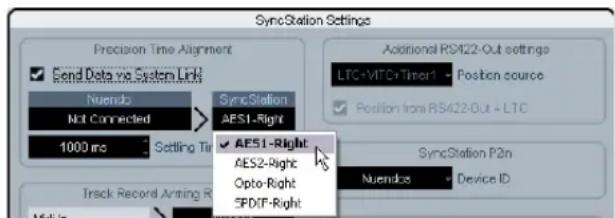 STEINBERG Nuendo SyncStation - Choosing the SyncStation System Link input in Nuendo - 1