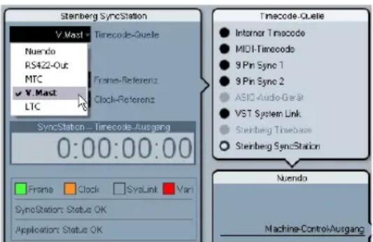 STEINBERG Nuendo SyncStation - Auswahlen der Timecode-Quelle in Nuendo - 1