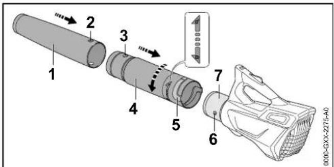 STIHL BGA 45 - Montare il tubo soffiatore e l'ugello - 1