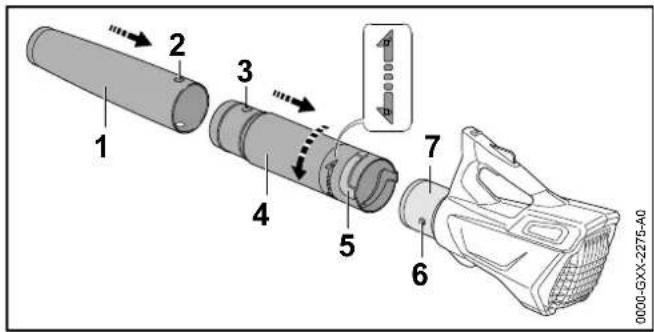 STIHL BGA 45 - Mounting the Blower Tube and Nozzle - 1