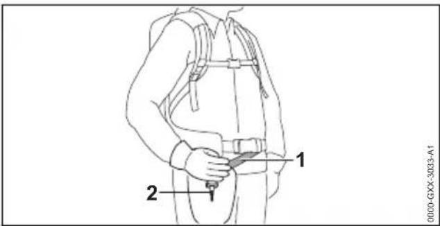 STIHL BGA 200 - Bouclage et ajustage du système de portage - 3