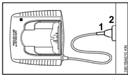 STIHL BGA 85 - Conectar el cargador a la red electrica - 1
