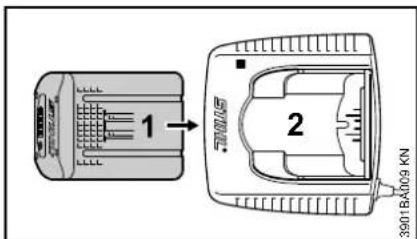 STIHL BGA 85 - Lade opp batteri - 1