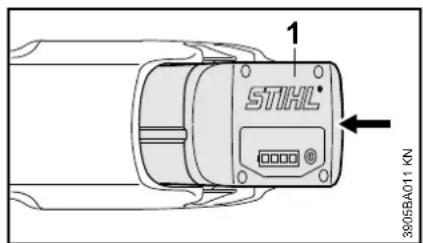 STIHL BGA 85 - Sett inn batteriet - 1