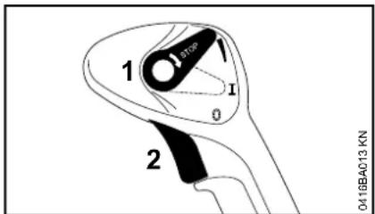 STIHL BR 700 - Bouton tournant du volet de starter - 1
