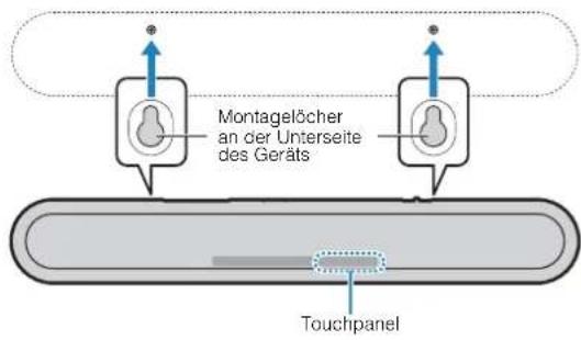 YAMAHA ESB1080 - Bringen Sie die Montageschablone (mitgeliefert) an einer Wand an, und markieren Sie die Schraubenlocher. - 4
