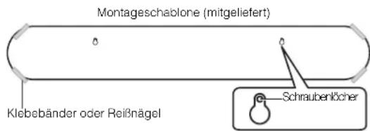 YAMAHA ESB1080 - Bringen Sie die Montageschablone (mitgeliefert) an einer Wand an, und markieren Sie die Schraubenlocher. - 1
