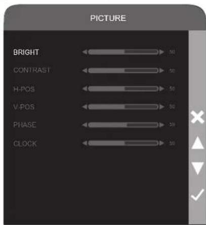 SHARP LLB270 - Press button 2 or 3 to select PICTURE and press button 4. - 1