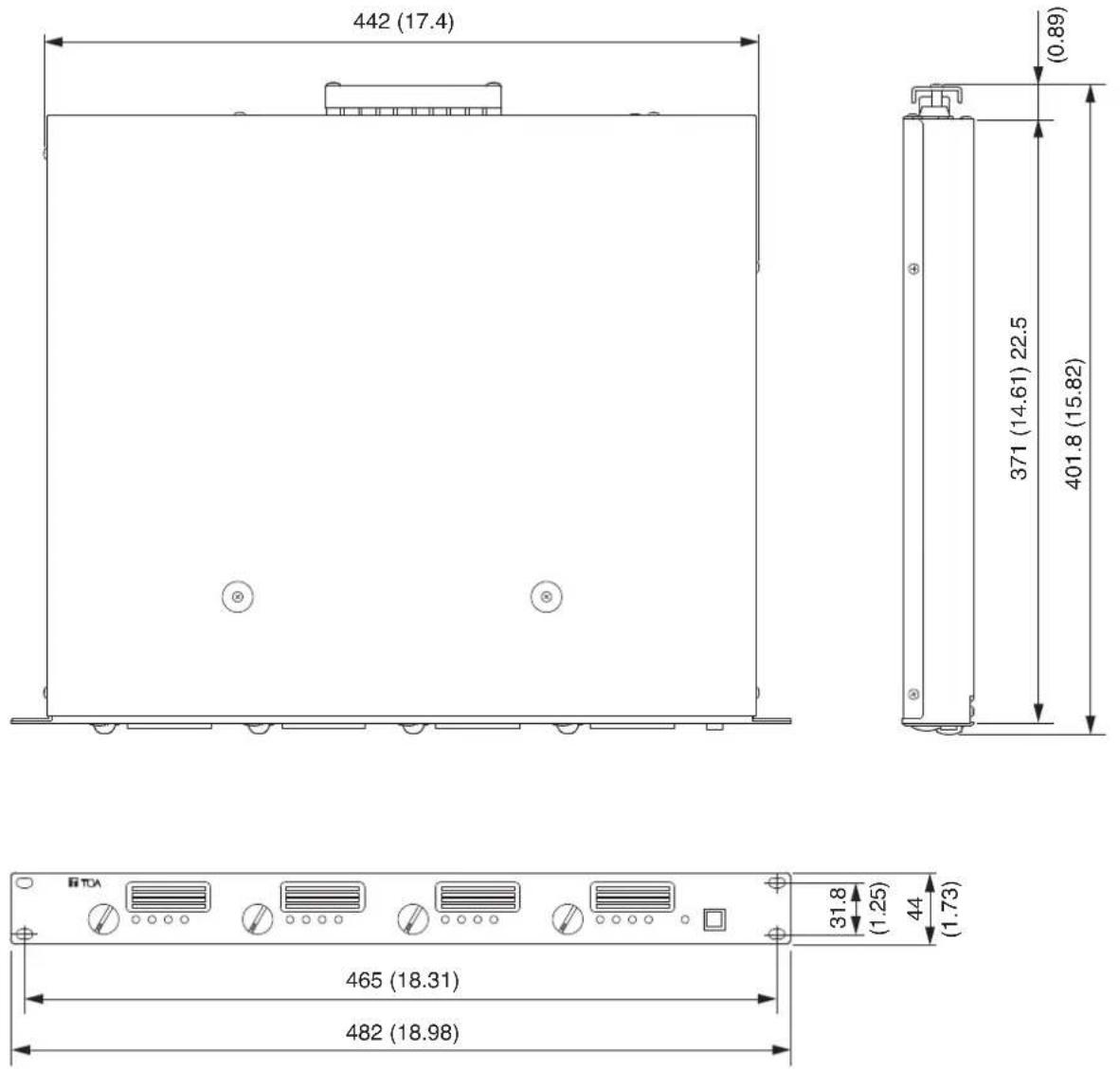 TOA DA250FH - DIMENSIONAL DIAGRAM - 1
