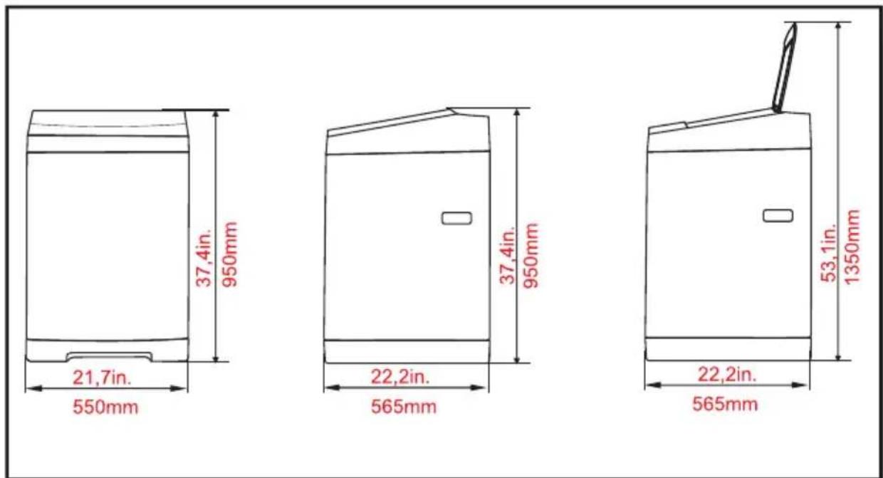 RCA RPW210C - Dimension et spécification clés - 1