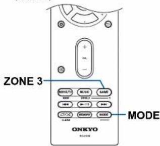 ONKYO TXRZ630 - Changer le mode de la télécommande (ZONE 3) - 3