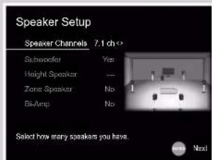 ONKYO TXNR585 - Réglages "Speaker Setup" durant Initial Setup (→p110) - 1