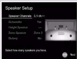 ONKYO TXNR585 - Réglages"Speaker Setup durant Initial Setup ( p110) - 1