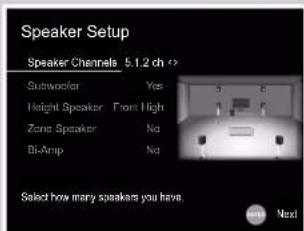 ONKYO TXNR585 - Réglages"Speaker Setup" durant Initial Setup ( p110) - 1