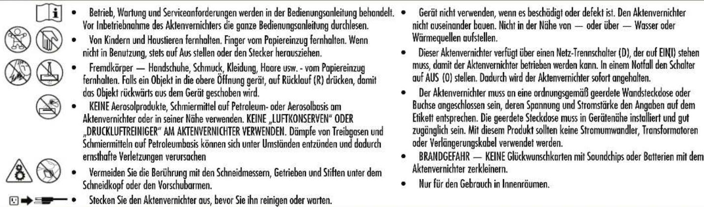 FELLOWES AutoMax 500CL - ACHTUNG: WICHTIGE SICHERHEITSHINWEISE — Alle Hinweise vor Gebrauch lessen! - 1