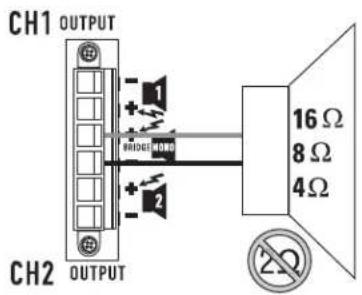 QSC CMX 2000Va - 桥式单声模式注意事项 - 3