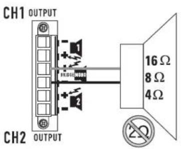 QSC CMX 2000Va - Précautions liées au mode BRIDGE MONO - 4