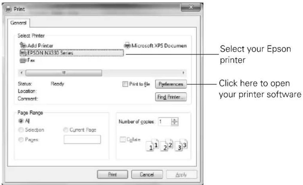 EPSON Stylus NX330 - Printing in Windows - 1