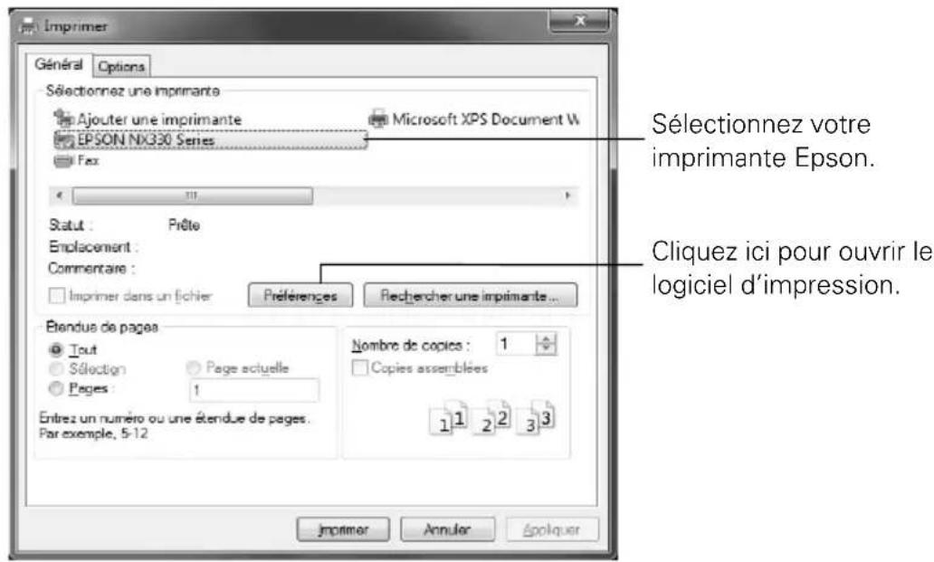 EPSON Stylus NX330 - Impression sous Windows - 1