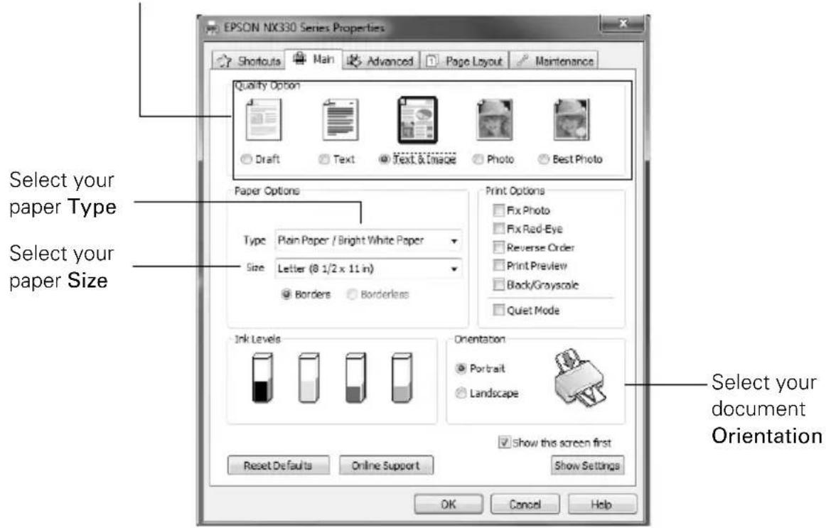 EPSON Stylus NX330 - Printing in Windows - 2